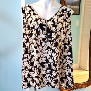 Floral Sleeveless Top With Zip